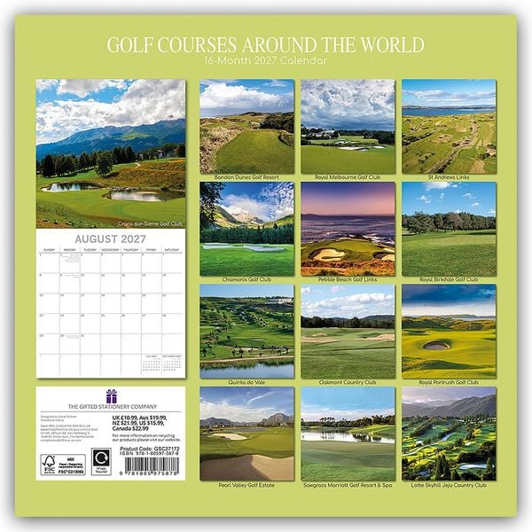 Produktbild: Golf Courses around the World &ndash; Golfpl&auml;tze auf der ganzen Welt 2027 &ndash; 16-Monatskalender