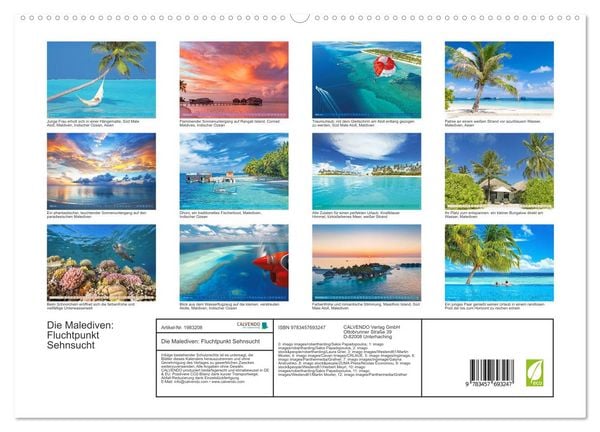 Produktbild: Die Malediven: Fluchtpunkt Sehnsucht (Wandkalender 2026 DIN A2 quer), CALVENDO Monatskalender
