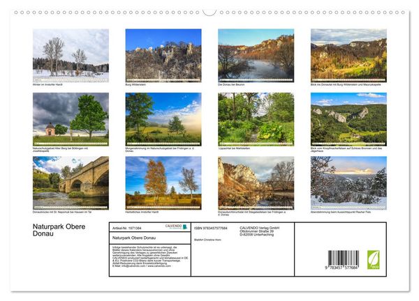 Produktbild: Naturpark Obere Donau (hochwertiger Premium Wandkalender 2026 DIN A2 quer), Kunstdruck in Hochglanz