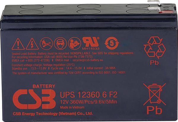 CSB Battery UPS 123606high-rate UPS123606F1F2 Bleiakku 12V 7Ah Blei-Vlies (AGM) (B x H x T) 151 x 99 x 51mm Flachstecker