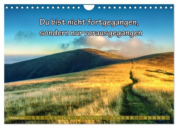 Produktbild: Innehalten in der Trauer - begleitet mit Gedanken (Wandkalender 2026 DIN A4 quer), CALVENDO Monatskalender