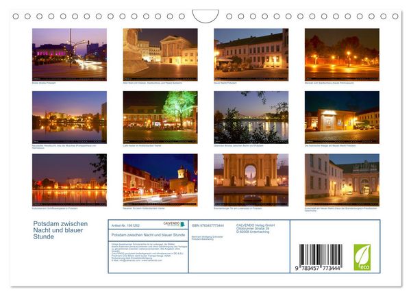 Produktbild: Potsdam zwischen Nacht und blauer Stunde (Wandkalender 2026 DIN A4 quer), CALVENDO Monatskalender