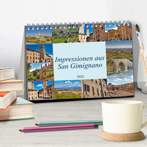 Produktbild: Impressionen aus San Gimignano (Tischkalender 2026 DIN A5 quer), CALVENDO Monatskalender