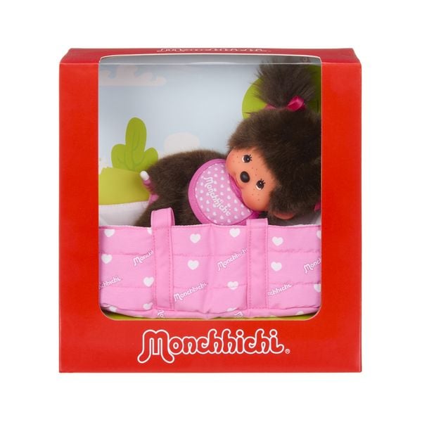 Produktbild: Monchhichi Pl&uuml;schfigur Girl mit Cot 20cm