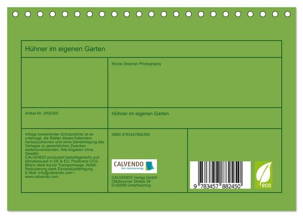 Produktbild: H&uuml;hner im eigenen Garten (Tischkalender 2026 DIN A5 quer), CALVENDO Monatskalender