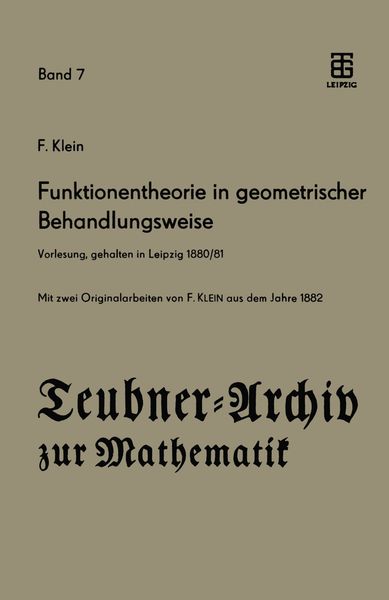 Produktbild: Funktionentheorie in geometrischer Behandlungsweise