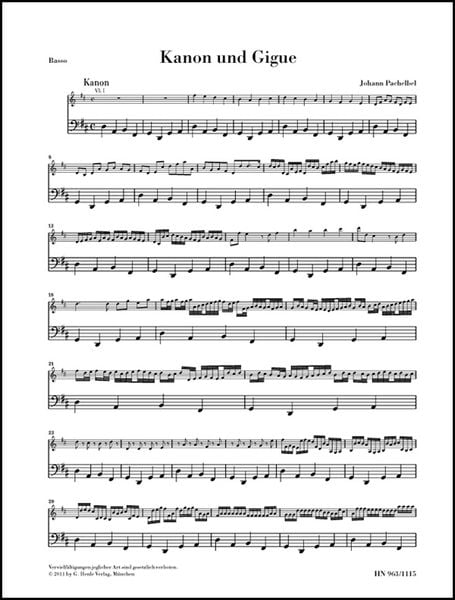 Produktbild: Johann Pachelbel - Kanon und Gigue D-dur f&uuml;r drei Violinen und Basso continuo