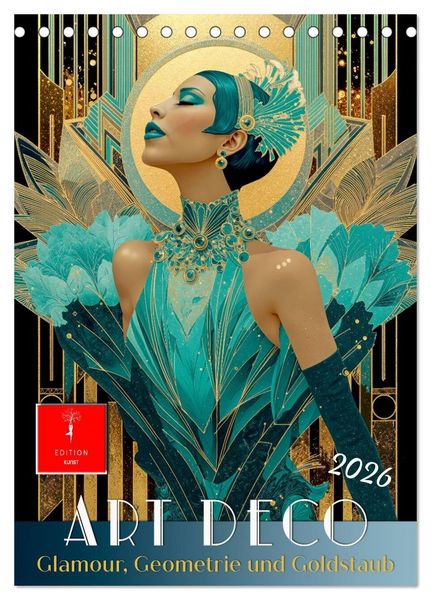 Produktbild: Art Deco - Glamour, Geometrie und Goldstaub (Tischkalender 2026 DIN A5 hoch), CALVENDO Monatskalender
