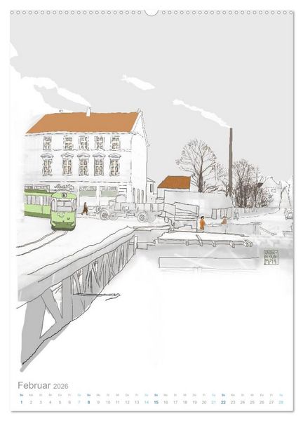 Produktbild: HATTINGEN GEZEICHNET (hochwertiger Premium Wandkalender 2026 DIN A2 hoch), Kunstdruck in Hochglanz