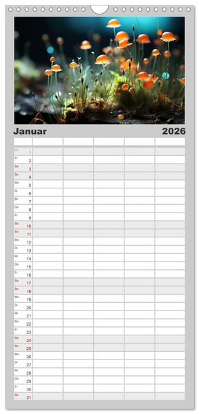 Produktbild: Familienplaner 2026 - Wunderwelt Mikrokosmos mit 5 Spalten (Wandkalender, 21 x 45 cm) CALVENDO