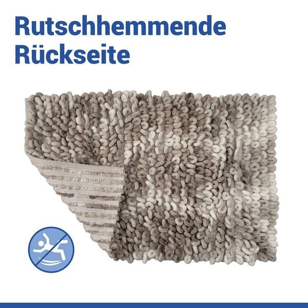 Produktbild: Badteppich Mod. Lerici Wei&szlig;-Grau, 60 x 90 cm, rutschfest und schnelltrocknend