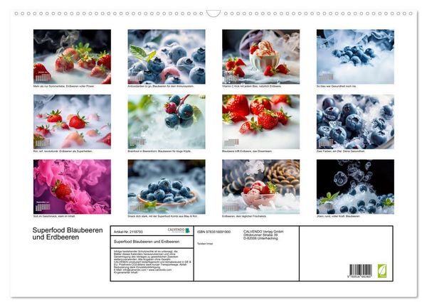 Produktbild: Superfood Blaubeeren und Erdbeeren (Wandkalender 2026 DIN A2 quer), CALVENDO Monatskalender
