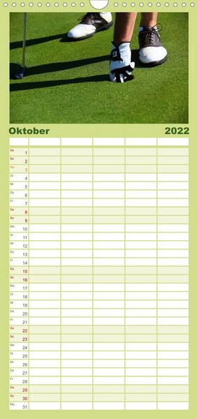 Produktbild: Familienplaner Passion Golf (Wandkalender 2022 , 21 cm x 45 cm, hoch)