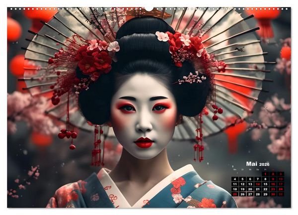Produktbild: Geishas Portraits von japanischen Gastgeberinnen inspiriert (Wandkalender 2026 DIN A2 quer), CALVENDO Monatskalender