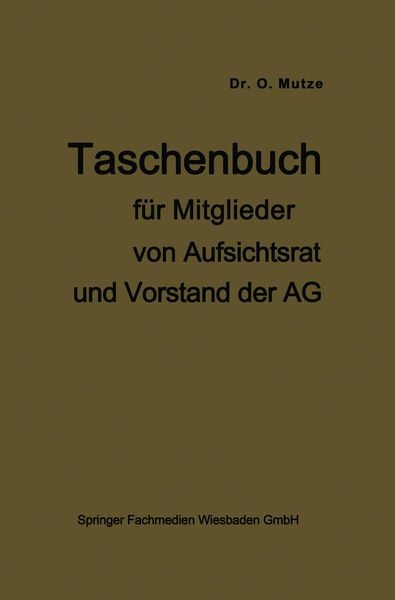 Produktbild: Taschenbuch f&uuml;r Mitglieder von Aufsichtsrat und Vorstand der AG