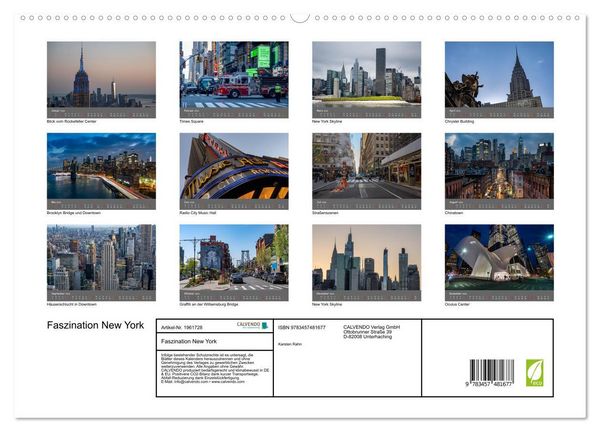 Produktbild: Faszination New York (hochwertiger Premium Wandkalender 2026 DIN A2 quer), Kunstdruck in Hochglanz