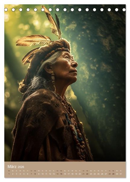 Produktbild: Schamanische Seelen: Mystische Indianerportraits (Tischkalender 2026 DIN A5 hoch), CALVENDO Monatskalender