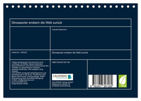 Produktbild: Dinosaurier erobern die Welt zur&uuml;ck (Tischkalender 2026 DIN A5 quer), CALVENDO Monatskalender