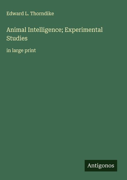 Produktbild: Animal Intelligence; Experimental Studies