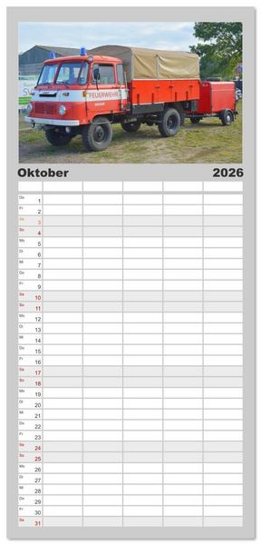 Produktbild: Familienplaner 2026 - Einsatzfahrzeuge der DDR mit 5 Spalten (Wandkalender, 21 x 45 cm) CALVENDO