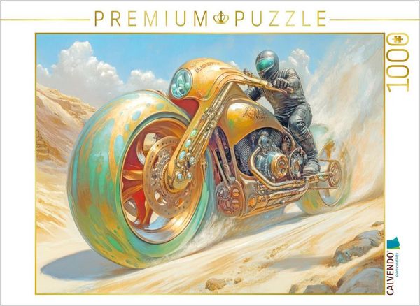 CALVENDO Puzzle Dynamisches Wüstenrennen auf Fantasiemotorrädern | 1000 Teile Lege-Größe 64x48cm Foto-Puzzle für glückliche Stunden