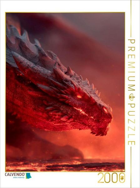 CALVENDO Puzzle Drachen - Der Zorn des Flammenfürsten | 2000 Teile Lege-Größe 90 × 67 cm Foto-Puzzle für glückliche Stunden