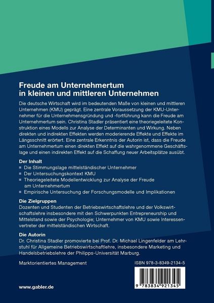 Produktbild: Die Freude am Unternehmertum in kleinen und mittleren Unternehmen