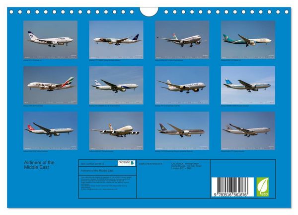 Produktbild: Airliners of the Middle East (Wall Calendar 2026 DIN A4 landscape), CALVENDO 12 Month Wall Calendar