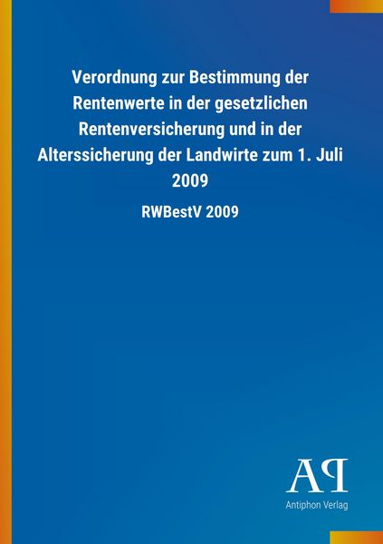 Produktbild: Verordnung zur Bestimmung der Rentenwerte in der gesetzliche
