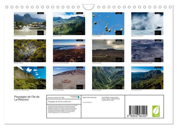 Produktbild: Paysages de l'&icirc;le de La R&eacute;union (Calendrier mural 2026 DIN A4 vertical), CALVENDO calendrier mensuel