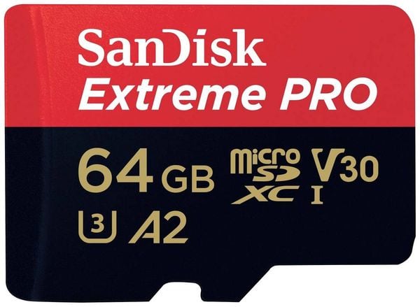 SanDisk Extreme PRO microSDXC-Karte 64 GB Class 10, UHS-I, v30 Video Speed Class stoßsicher, Wasserdicht