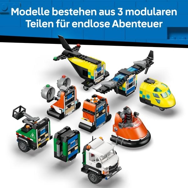 Produktbild: LEGO City 60505 Kombinationsset mit Flugzeug, Wartungsfahrzeug und Luftkissenboot