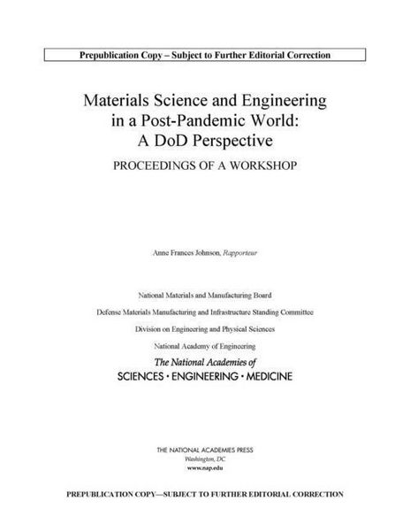 Produktbild: Materials Science and Engineering in a Post-Pandemic World: A Dod Perspective