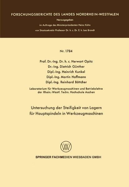 Produktbild: Untersuchung der Steifigkeit von Lagern f&uuml;r Hauptspindeln in Werkzeugmaschinen