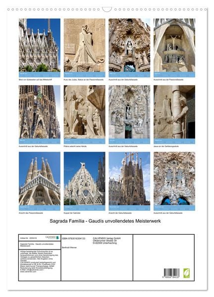 Produktbild: Sagrada Fam&iacute;lia - Gaud&iacute;s unvollendetes Meisterwerk (Wandkalender 2026 DIN A2 hoch), CALVENDO Monatskalender