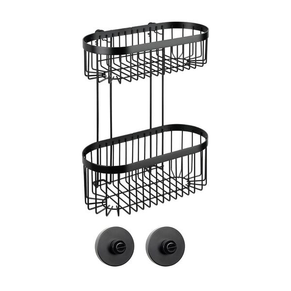 Wandregal 2 Etagen Mod. Classic Plus Black mit Vacuum-Loc Adapter, Befestigen ohne bohren