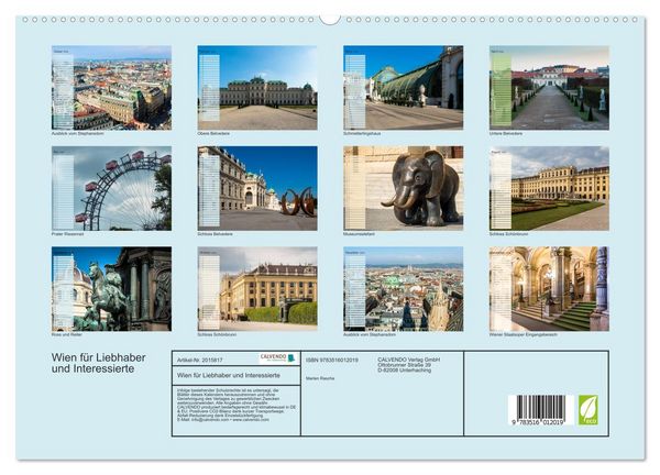 Produktbild: Wien f&uuml;r Liebhaber und Interessierte (hochwertiger Premium Wandkalender 2026 DIN A2 quer), Kunstdruck in Hochglanz