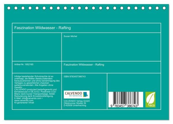 Produktbild: Faszination Wildwasser - Rafting (Tischkalender 2026 DIN A5 quer), CALVENDO Monatskalender