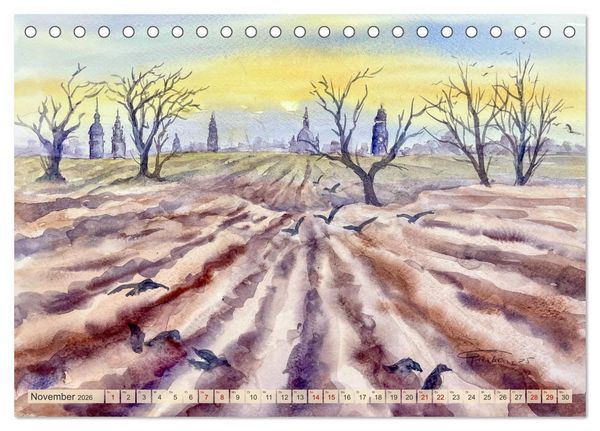 Produktbild: Dresden und das Elbtal - Ein Aquarellkalender von Claudia Pinkau (Tischkalender 2026 DIN A5 quer), CALVENDO Monatskalender