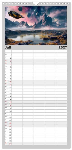 Produktbild: Familienplaner 2027 - Extraterrestrisch - Auf fremden Planeten mit 5 Spalten (Wandkalender, 21 x 45 cm) CALVENDO