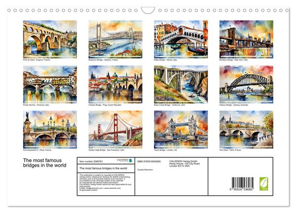 Produktbild: The most famous bridges in the world (Wall Calendar 2026 DIN A3 landscape), CALVENDO 12 Month Wall Calendar