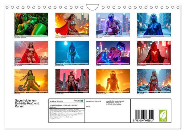 Produktbild: Superheldinnen - Enth&uuml;llte Kraft und Kurven (Wandkalender 2026 DIN A4 quer), CALVENDO Monatskalender