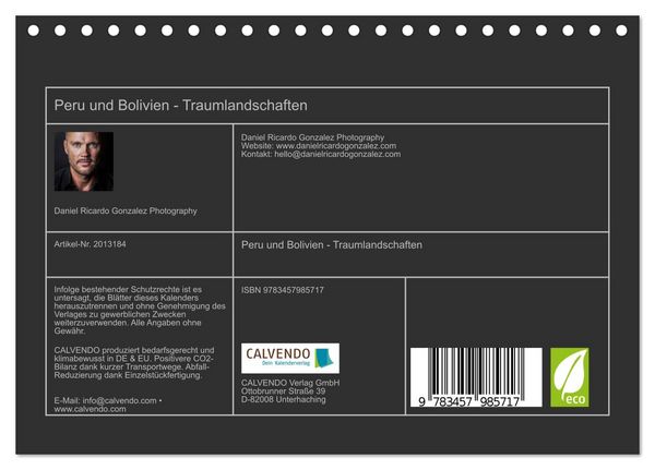 Produktbild: Peru und Bolivien - Traumlandschaften (Tischkalender 2026 DIN A5 quer), CALVENDO Monatskalender