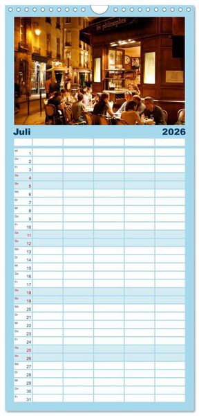 Produktbild: Familienplaner 2026 - Paris mit 5 Spalten (Wandkalender, 21 x 45 cm) CALVENDO