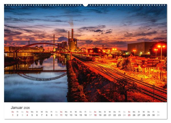 Produktbild: D&auml;mmerung in der Metropolregion Rhein-Neckar (hochwertiger Premium Wandkalender 2026 DIN A2 quer), Kunstdruck in Hochglanz
