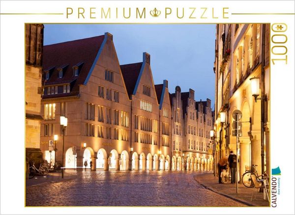 CALVENDO Puzzle Münster bei Nacht | 1000 Teile Lege-Größe 64x48cm Foto-Puzzle für glückliche Stunden