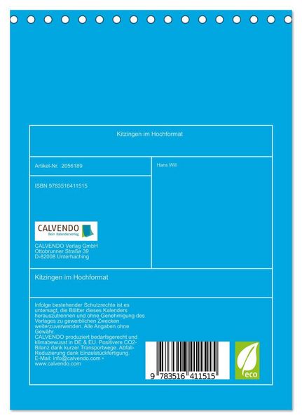 Produktbild: Kitzingen im Hochformat (Tischkalender 2026 DIN A5 hoch), CALVENDO Monatskalender