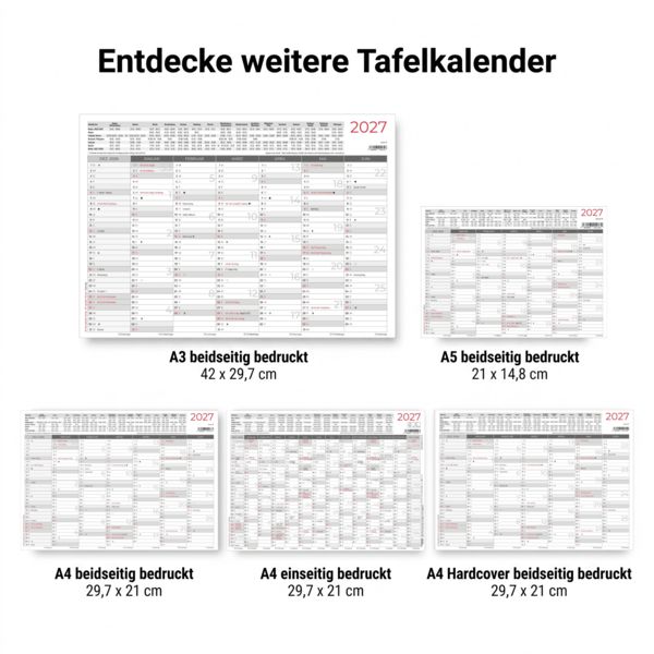 Produktbild: Tafelkalender A4 einseitig 2027