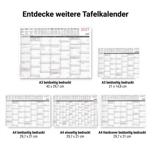 Produktbild: Tafelkalender A5 beidseitig 2027