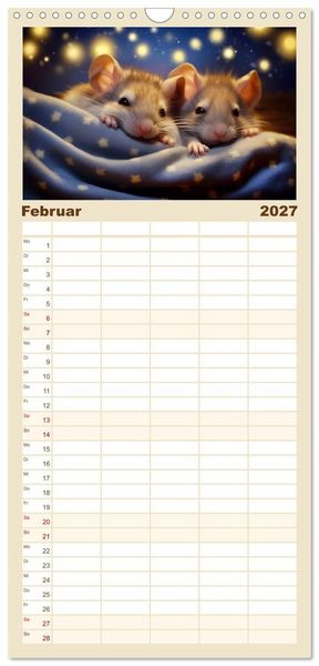 Produktbild: Familienplaner 2027 - Ein Jahr im Leben von Familie Maus mit 5 Spalten (Wandkalender, 21 x 45 cm) CALVENDO